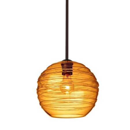 Besa Lighting Wave 10 Cord Pendant, Amber, Bronze Finish, 1x60W Incandescent 1TT-462782-BR